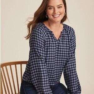 Maurices Buffalo Check Notch Neck Blouse - XL